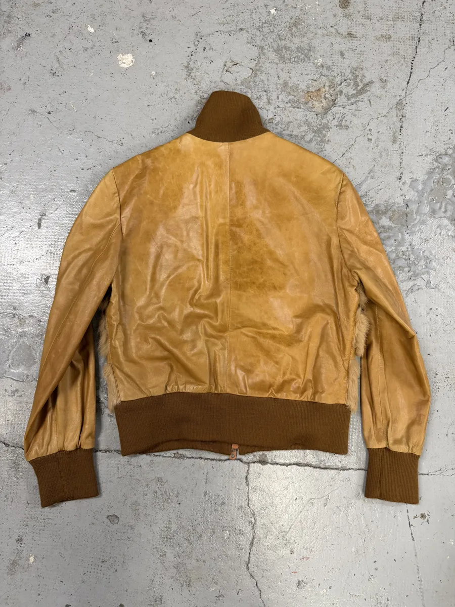 1990s Evapel Beige Faux Fur Leather Jacket - Image 4