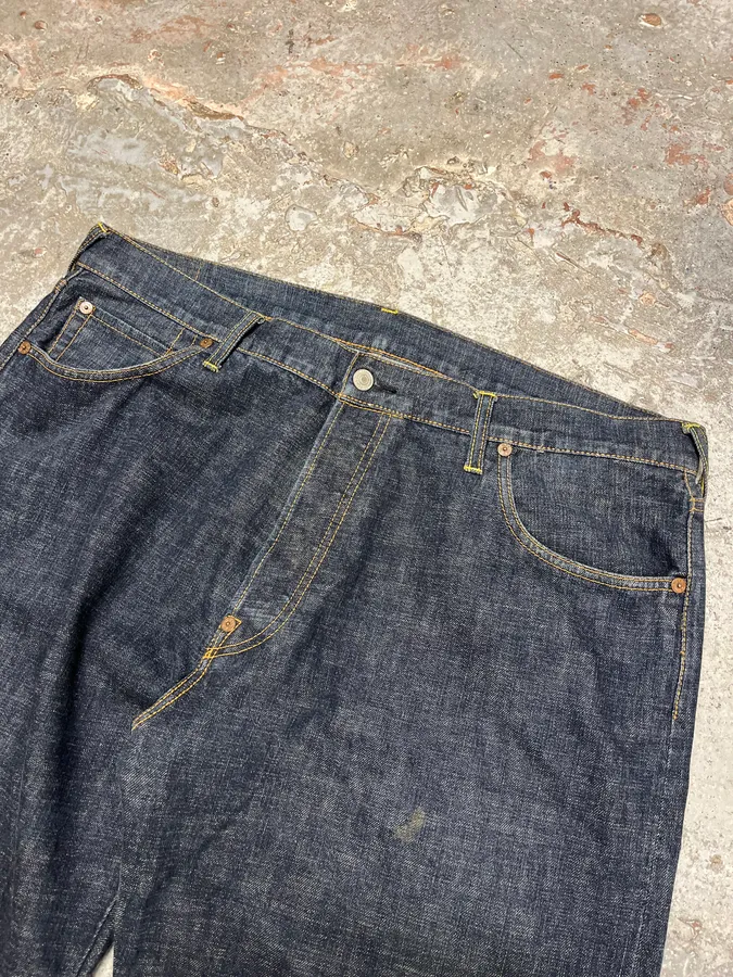 1990s Evisu Multi Pockets Painted Brut Denim Large Collector Jeans - Image 10