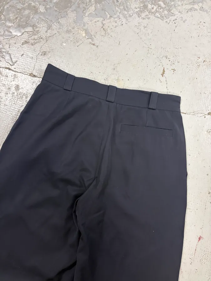 1990s Gianni Versace Navy Wool Wide-Leg Pants - Image 6