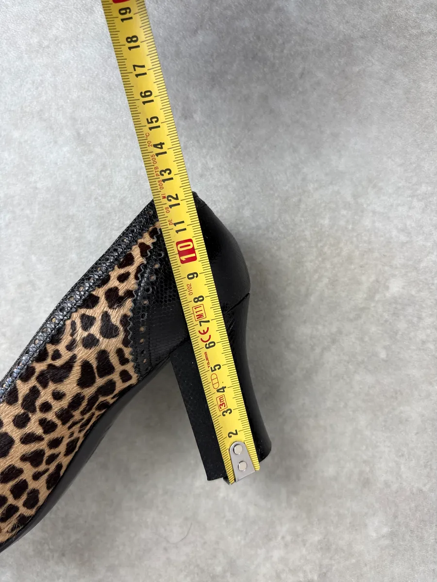 1990s Gianni Versace Teal Leopard Pony Hair Pumps Heels - Image 10