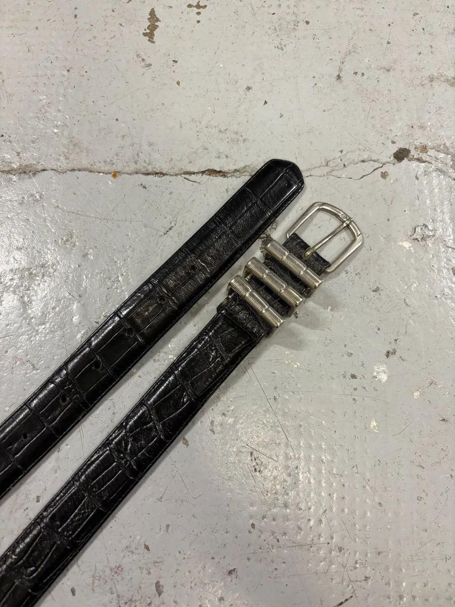 1990s Gianni Versace Triple Handle Crocodile Effect Leather Belt - Image 3