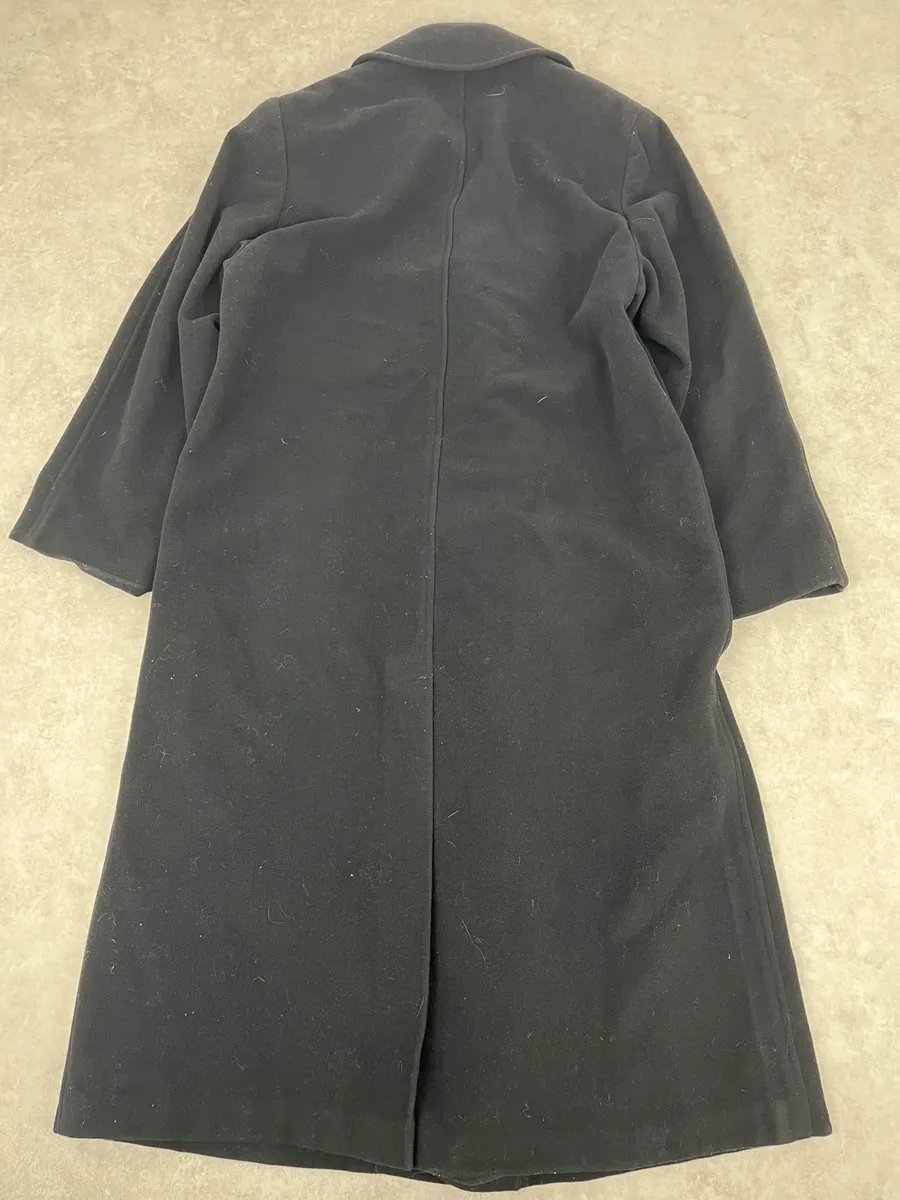 1990s Giorgio Armani Black Buttoned Wool & Silk Trench Coat - Image 5