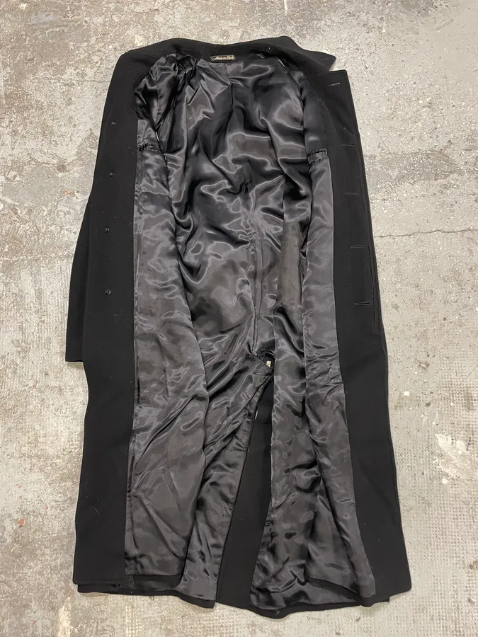 1990s Giorgio Armani Black Wool Trench Coat - Image 7