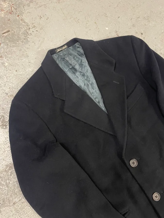 1990s Giorgio Armani Black Wool Trench Coat - Image 15
