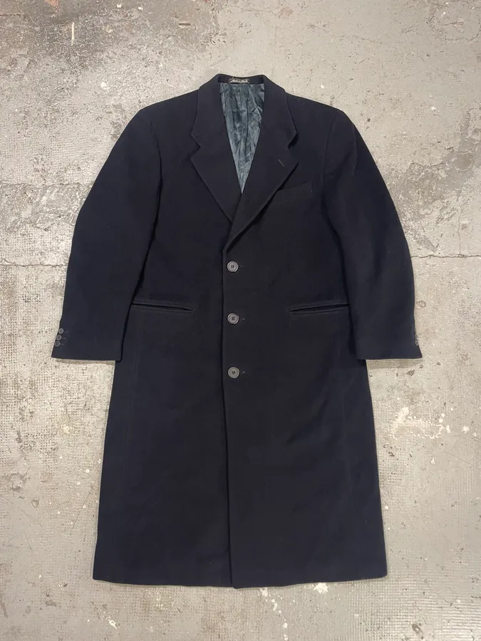 1990s Giorgio Armani Black Wool Trench Coat - Image 3