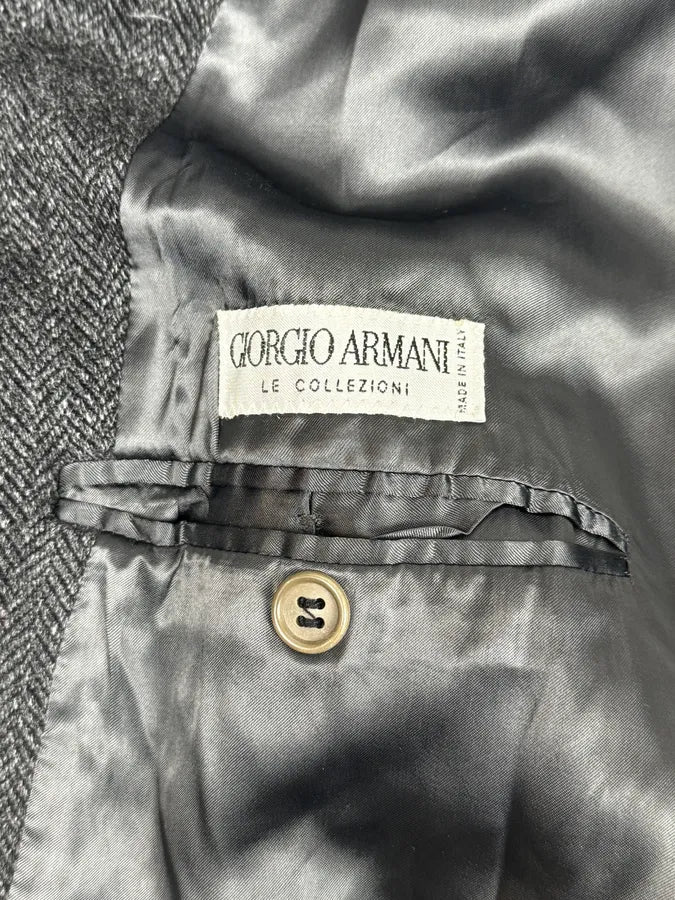 1990s Giorgio Armani Grey Wool Trench Coat - Image 8