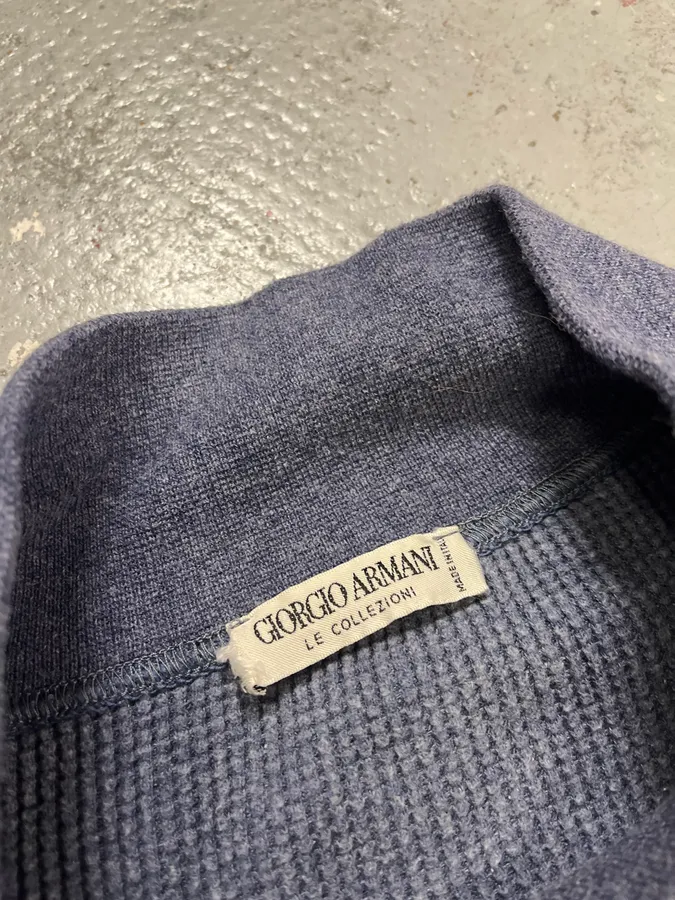 1990s Giorgio Armani High Neck Blue Wool Sweater - Image 7