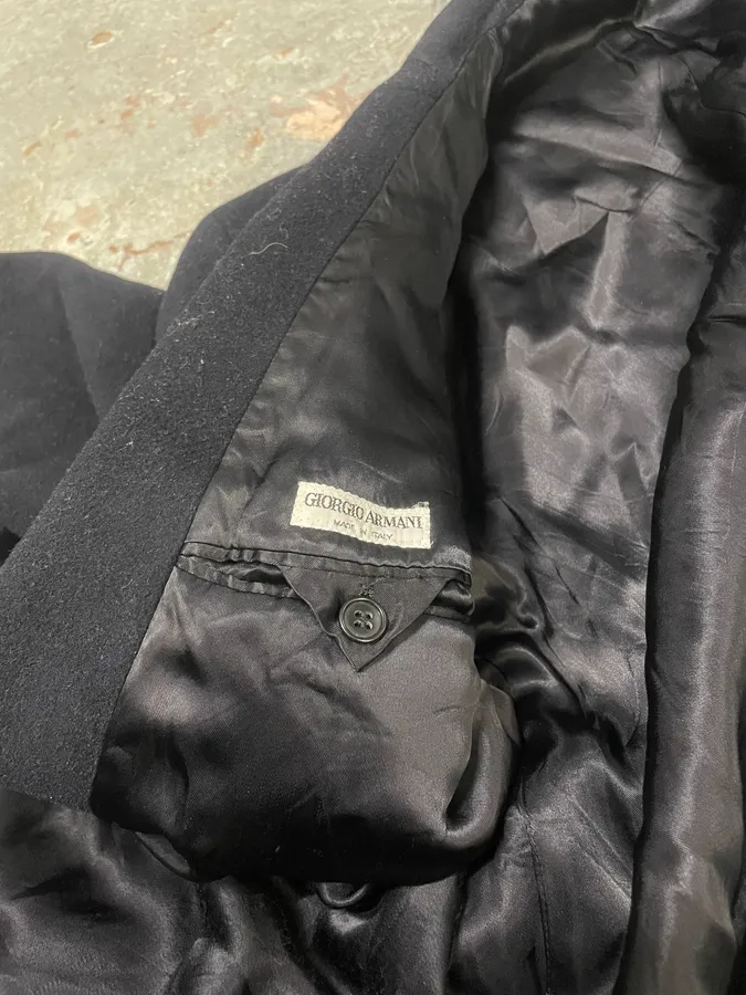 1990s Giorgio Armani Navy Wool Trench Coat - Image 11