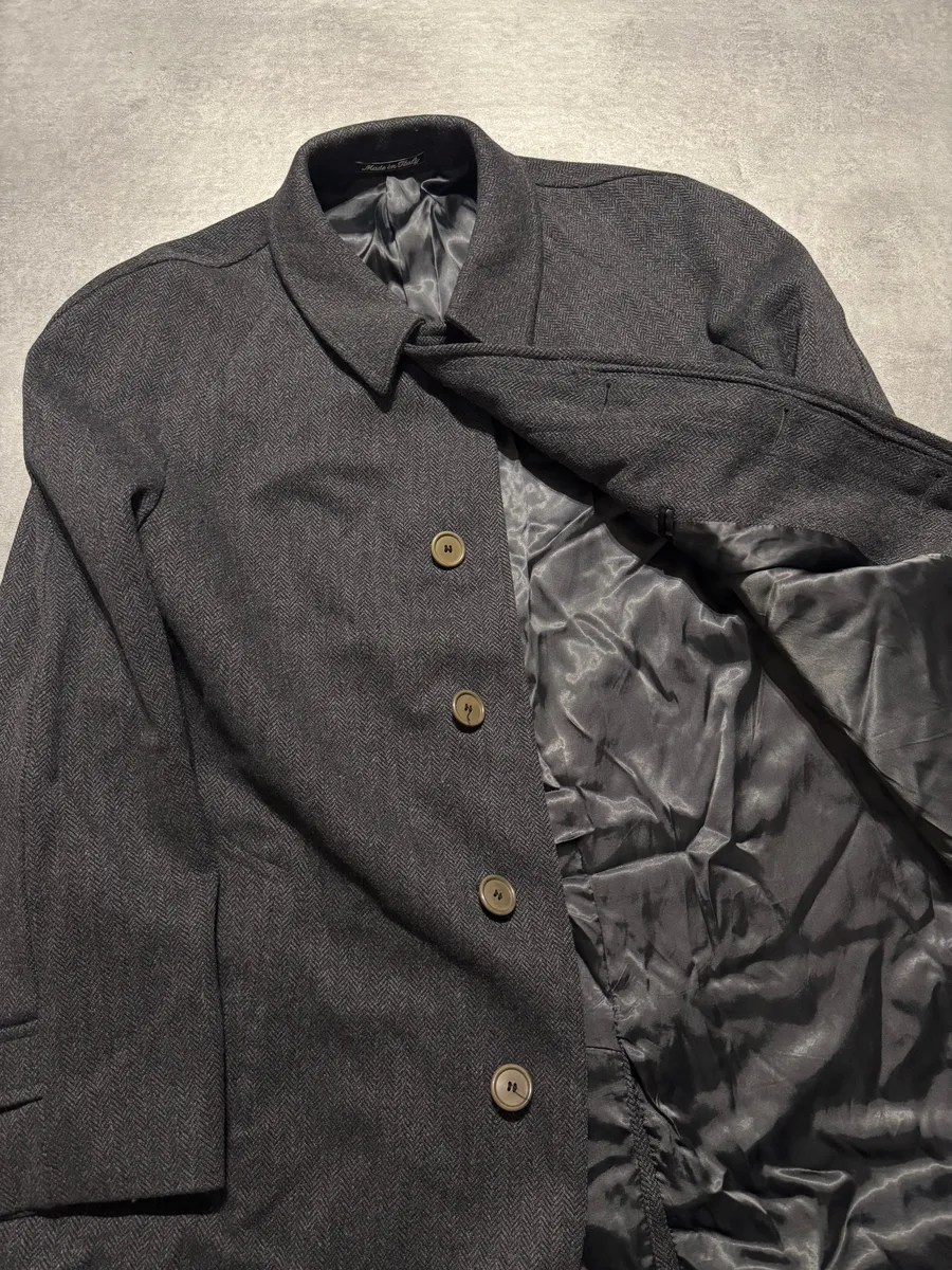 1990s Giorgio Armani Wool Grey Long Trench Coat - Image 6