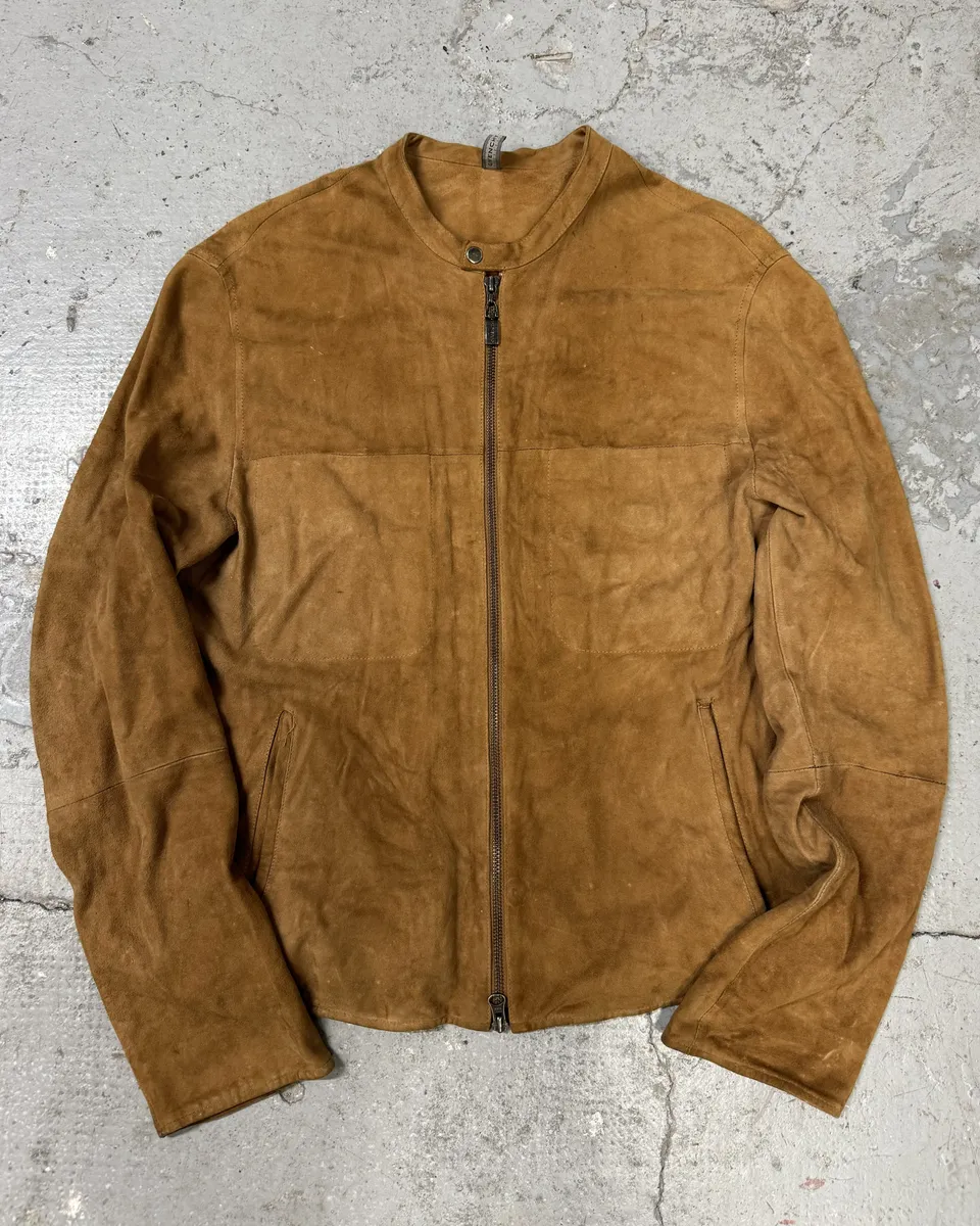 1990s Givenchy Camel Suede Leather Jacket