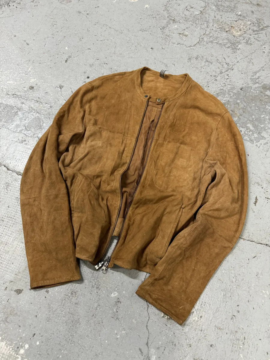 1990s Givenchy Camel Suede Leather Jacket - Image 10