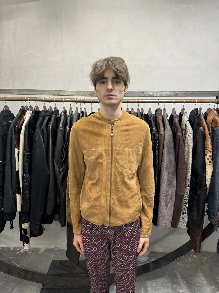 1990s Givenchy Camel Suede Leather Jacket - Image 3