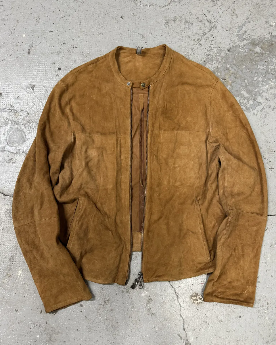 1990s Givenchy Camel Suede Leather Jacket - Image 5
