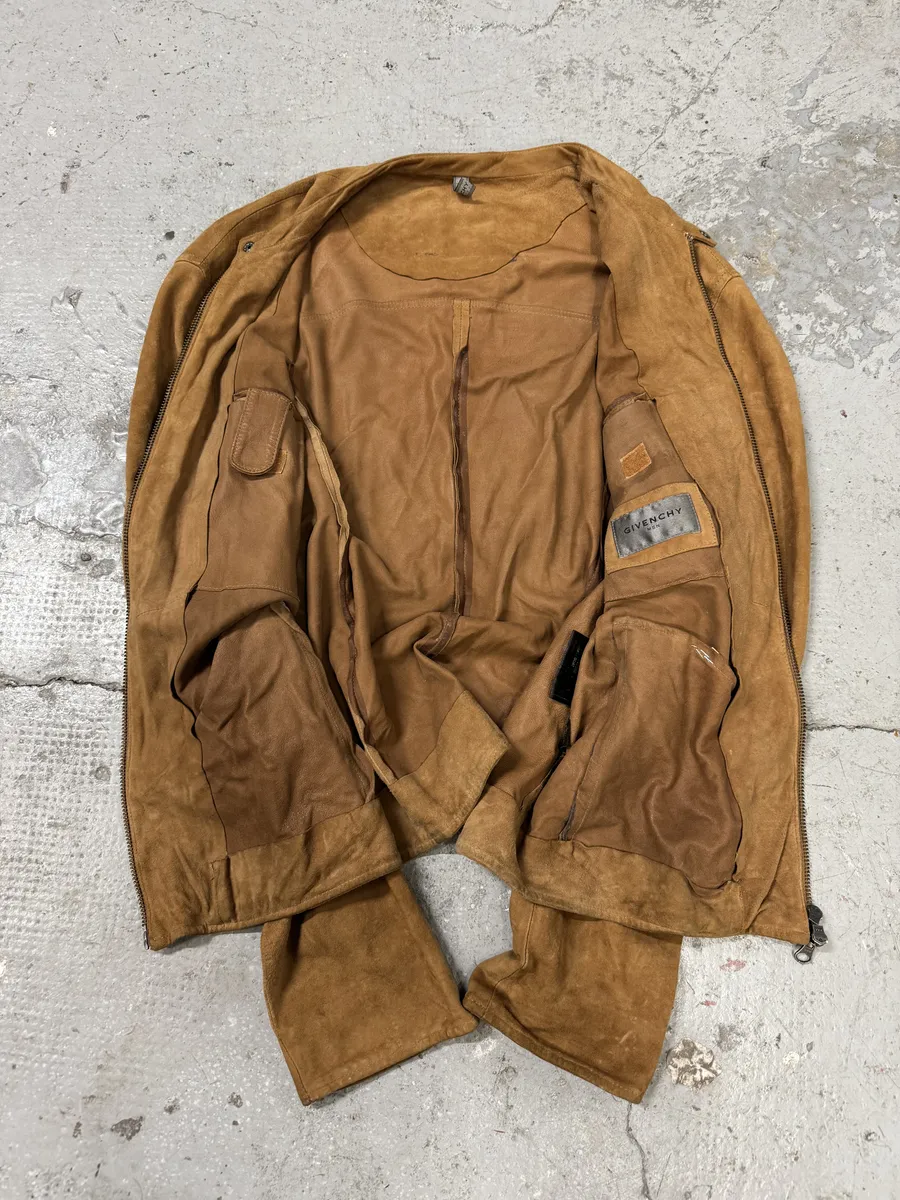 1990s Givenchy Camel Suede Leather Jacket - Image 6