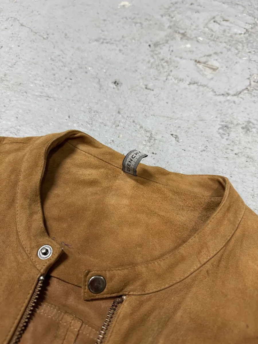 1990s Givenchy Camel Suede Leather Jacket - Image 8