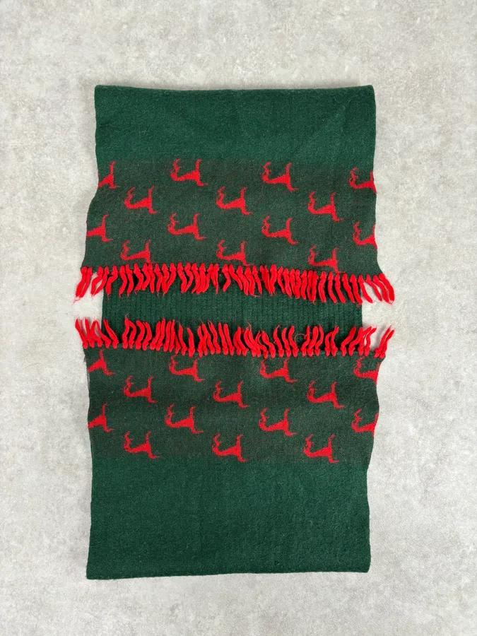 1990s Givenchy Green & Red Cashmere Abstract Scarf - Image 4