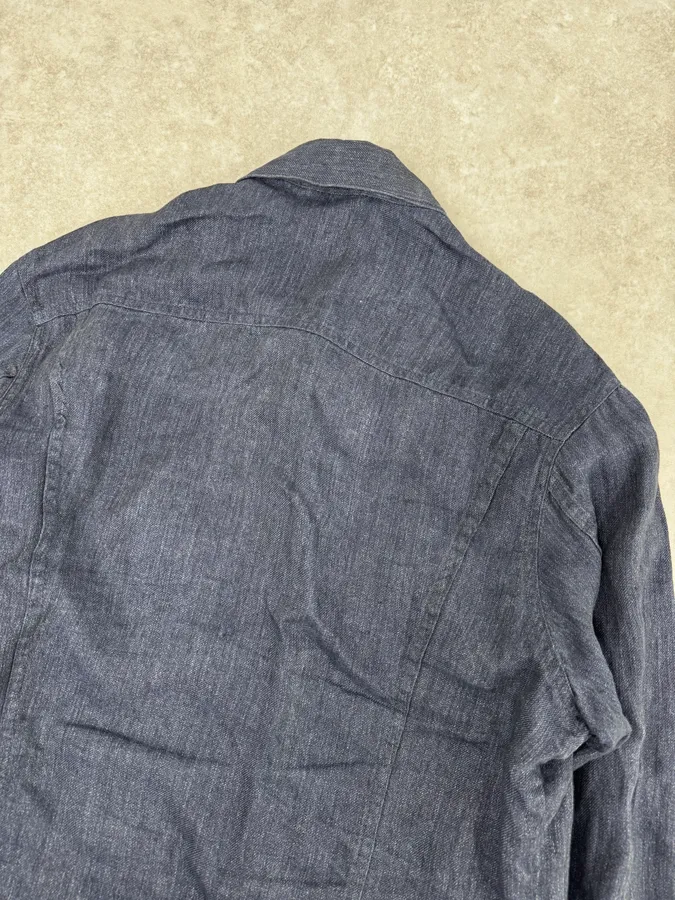 1990s Givenchy Navy Linen Trucker Jacket - Image 6