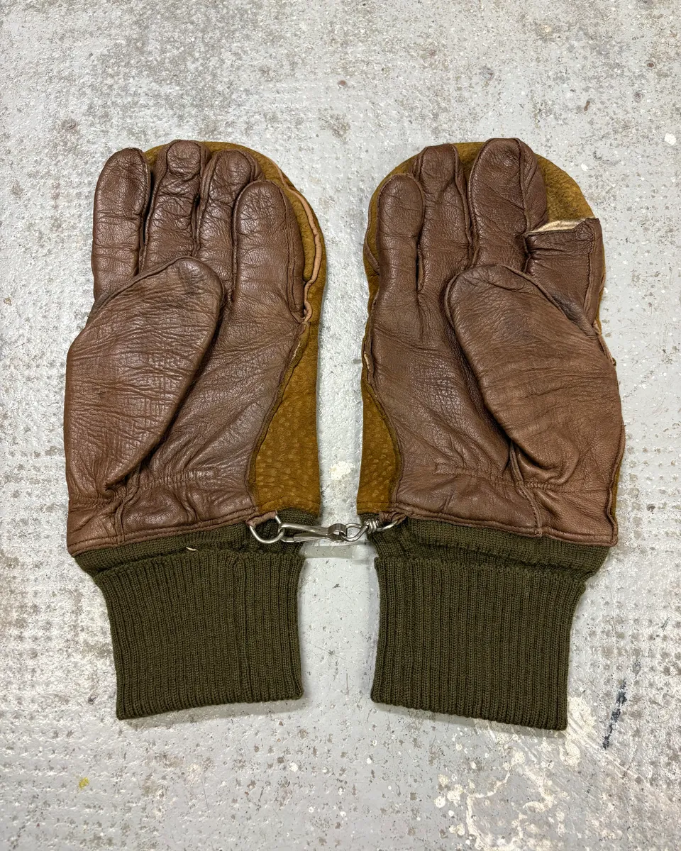 1990s Gucci Brown Leather 2-in-1 Mitten Gloves