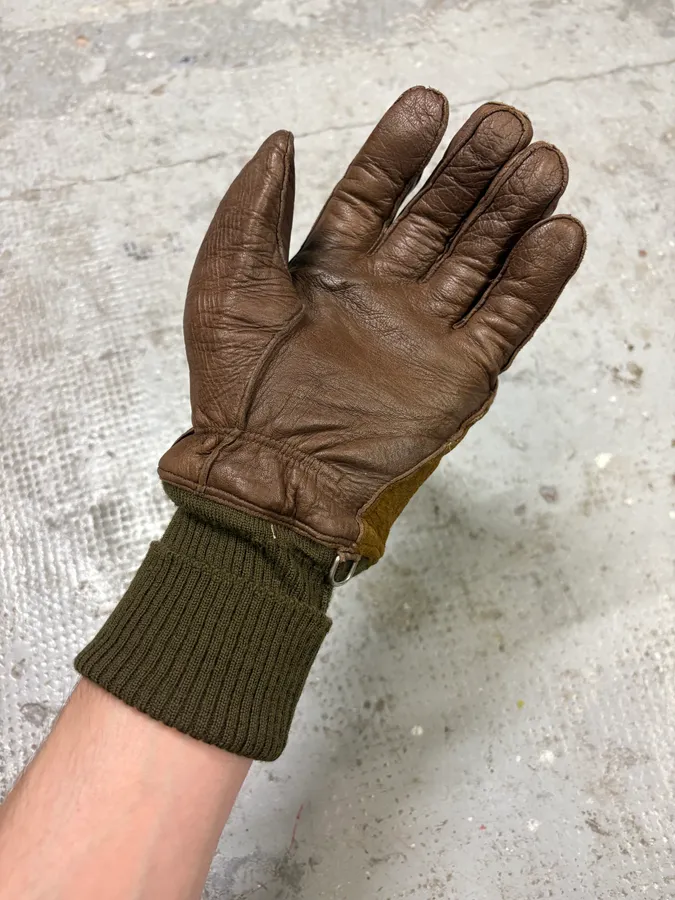 1990s Gucci Brown Leather 2-in-1 Mitten Gloves - Image 4