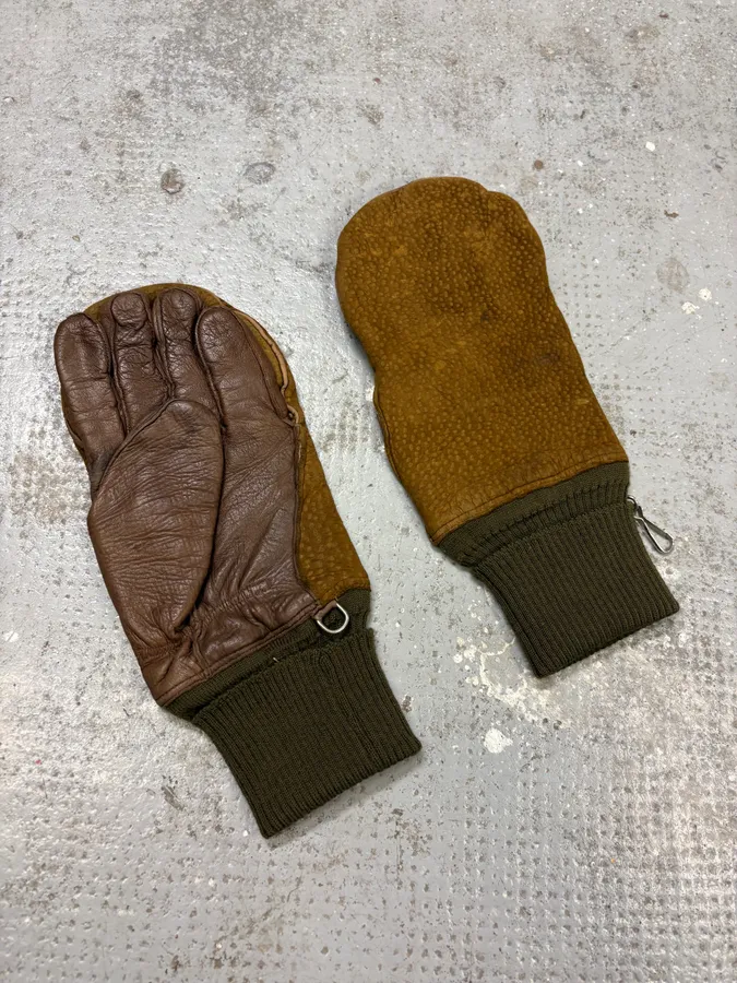 1990s Gucci Brown Leather 2-in-1 Mitten Gloves - Image 8