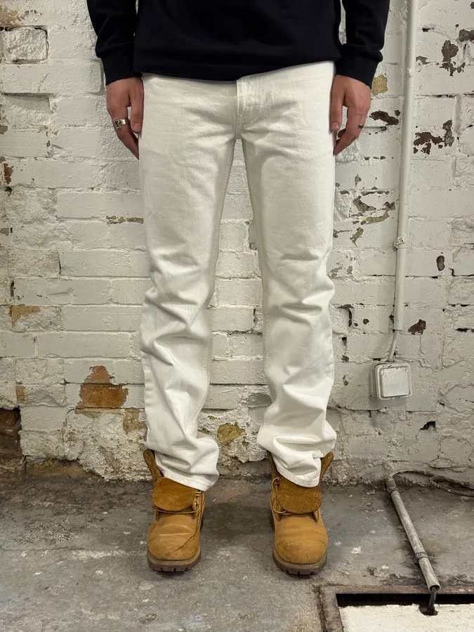 1990s Gucci White Cream Straight Leg Jeans - Image 2
