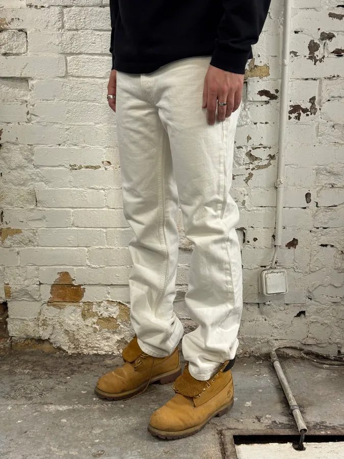 1990s Gucci White Cream Straight Leg Jeans - Image 3