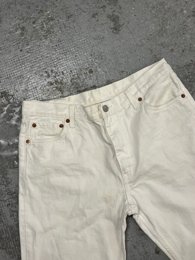1990s Gucci White Cream Straight Leg Jeans - Image 6