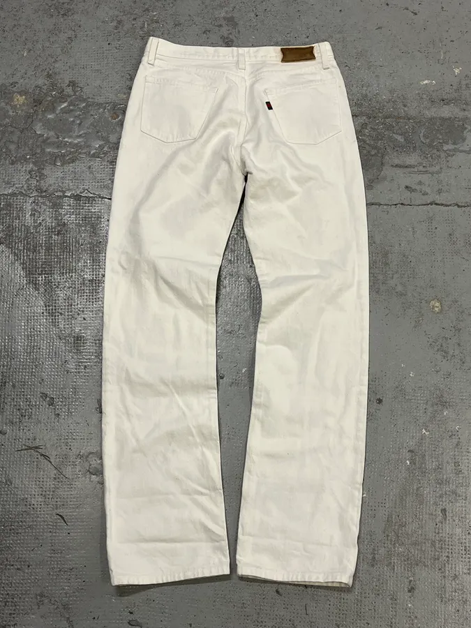 1990s Gucci White Cream Straight Leg Jeans - Image 7