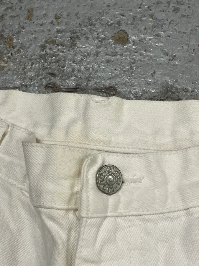 1990s Gucci White Cream Straight Leg Jeans - Image 9
