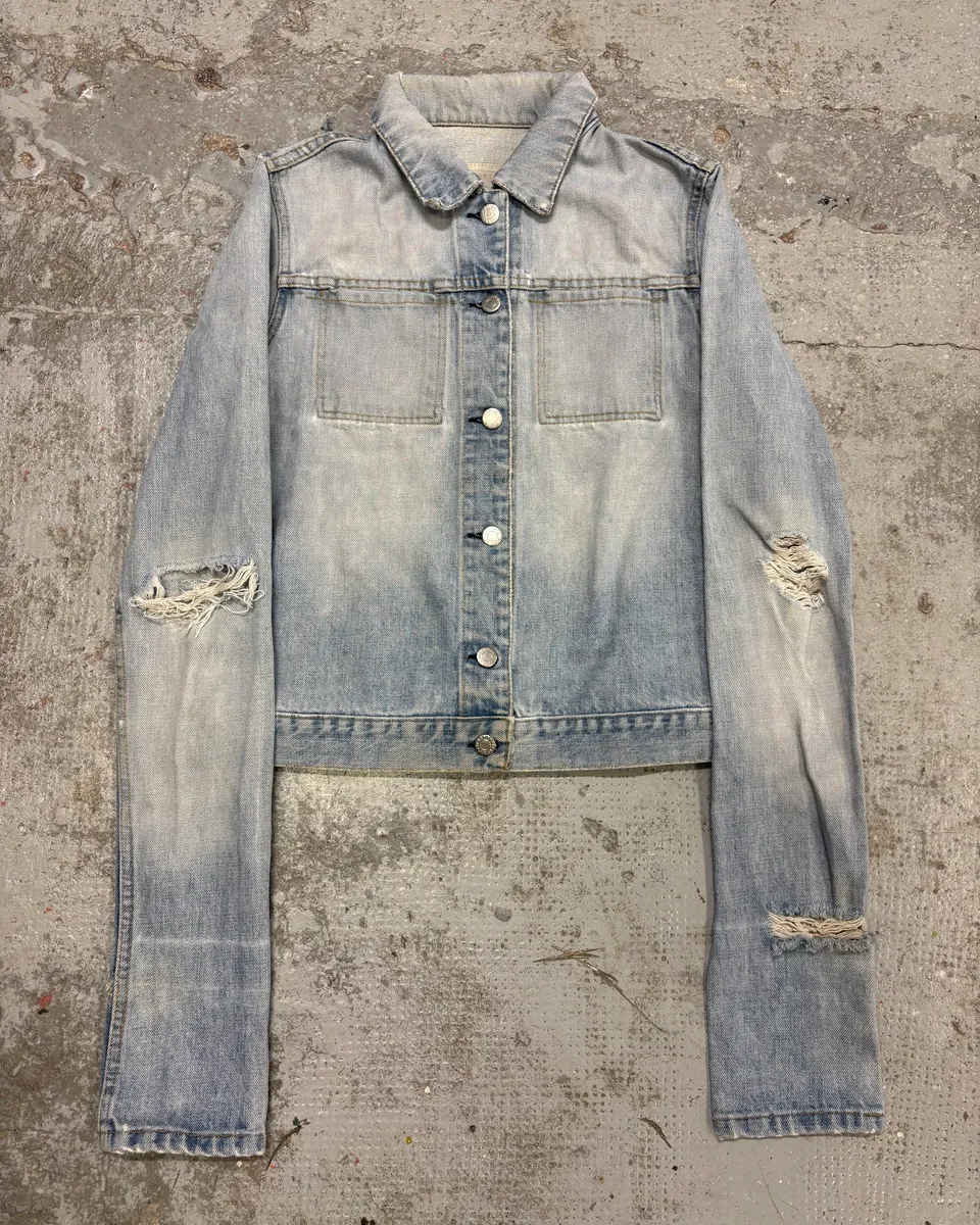 1990s Helmut Lang Blue Denim Distressed Jacket