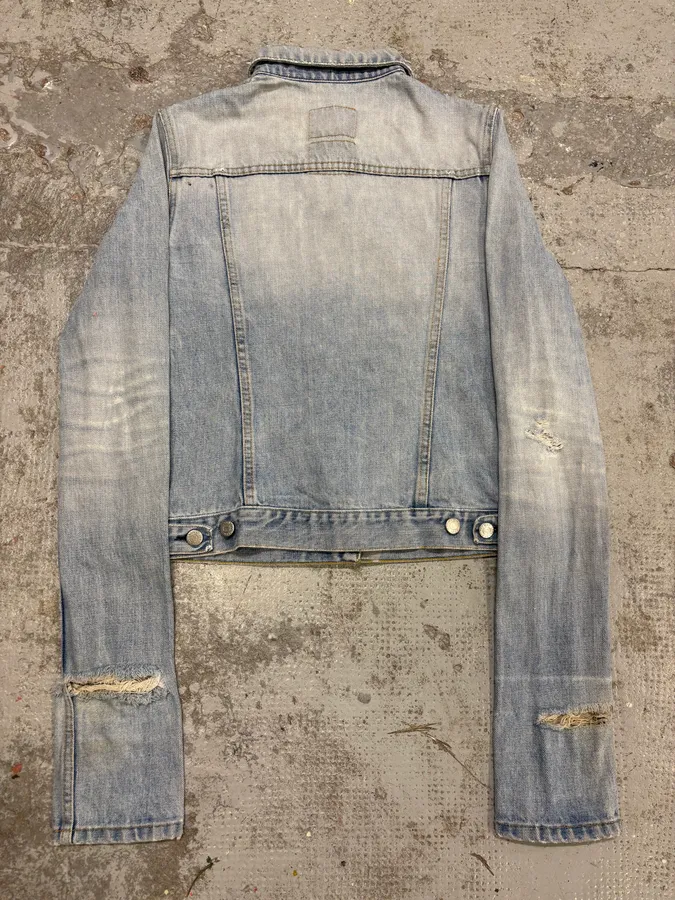 1990s Helmut Lang Blue Denim Distressed Jacket - Image 4