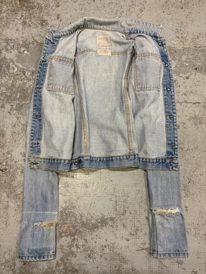 1990s Helmut Lang Blue Denim Distressed Jacket - Image 5