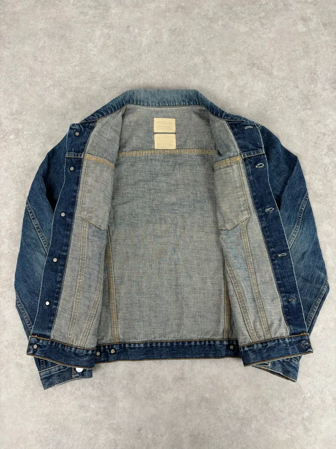1990s Helmut Lang Navy Contrast Stitch Denim Jacket - Image 7