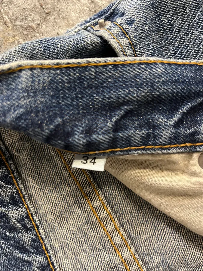 1990s Helmut Lang Straight Faded Blue Jeans - Image 11