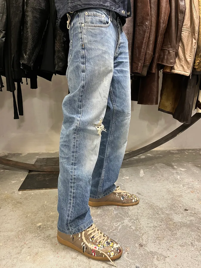 1990s Helmut Lang Straight Faded Blue Jeans - Image 4