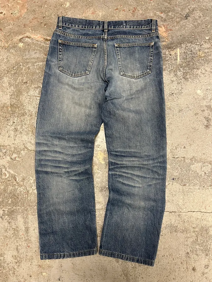 1990s Helmut Lang Straight Faded Blue Jeans - Image 5