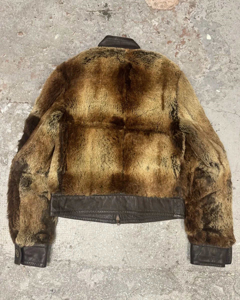 1990s Hugo Boss Hybrid Fur & Brown Leather Jacket - Image 4