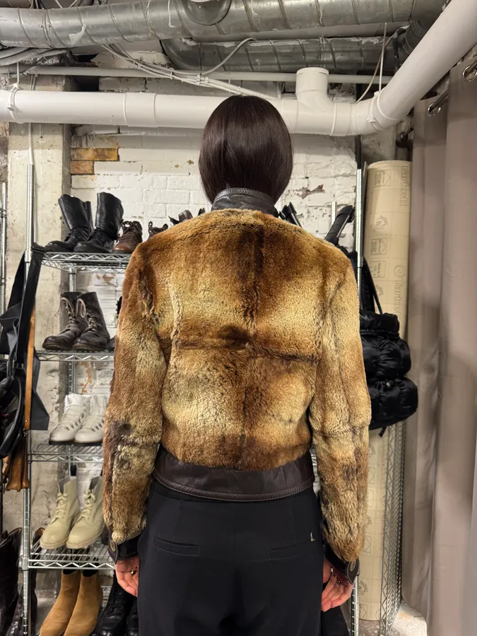 1990s Hugo Boss Hybrid Fur & Brown Leather Jacket - Image 5