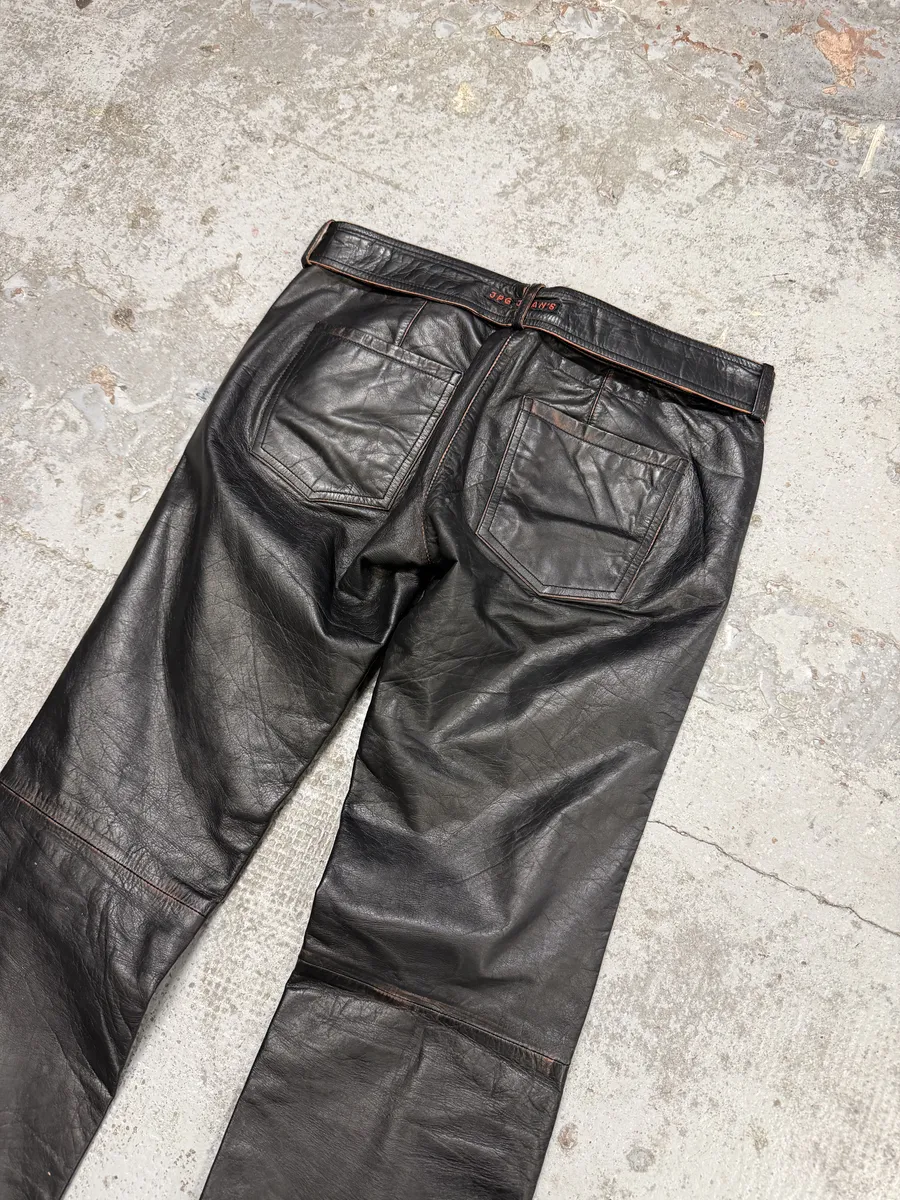 1990s Jean Paul Gaultier Black Belted Biker Leather Pants - Image 7