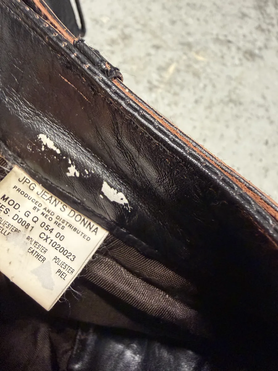 1990s Jean Paul Gaultier Black Belted Biker Leather Pants - Image 9