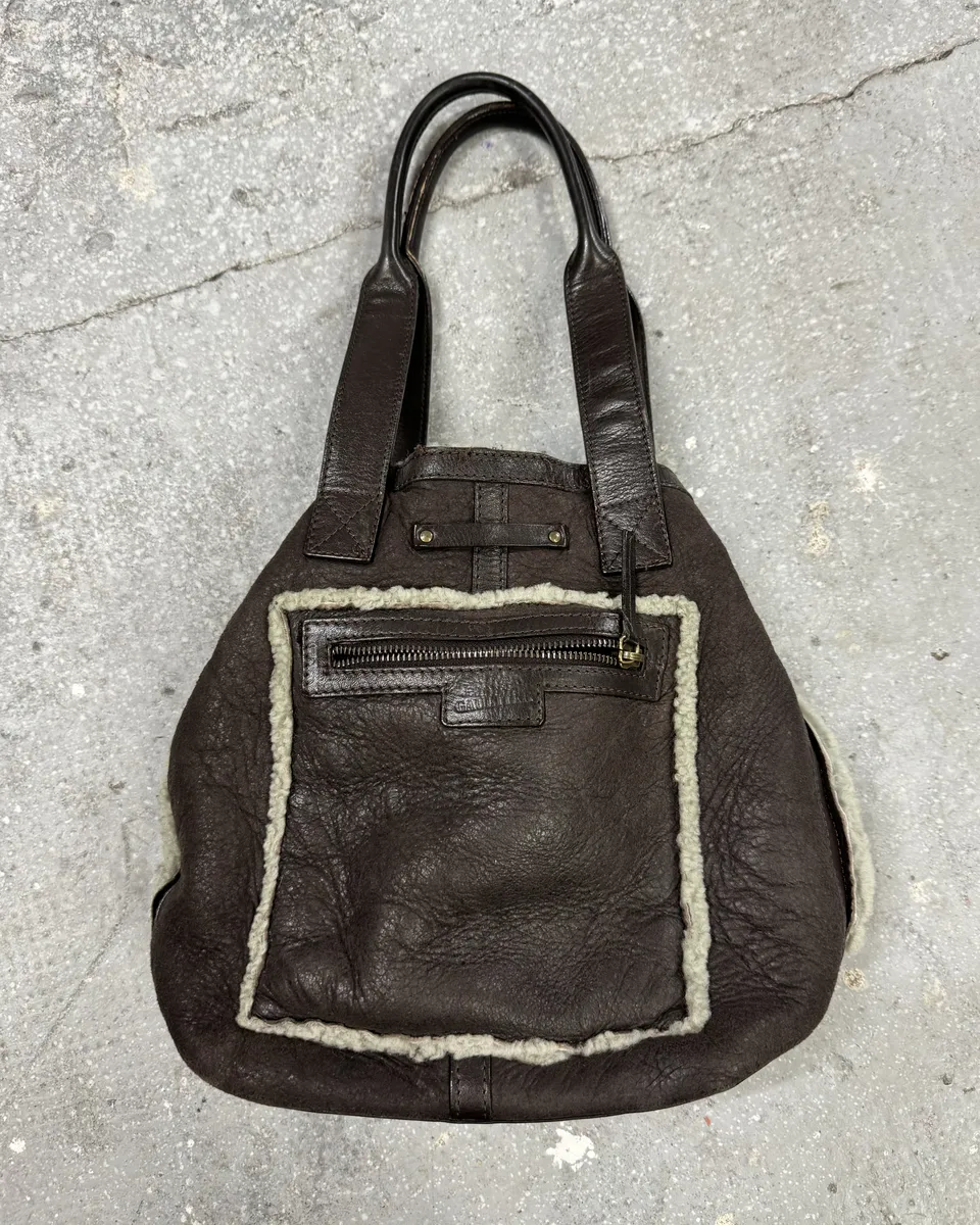 1990s Jean Paul Gaultier Brown Leather Shearling Bag