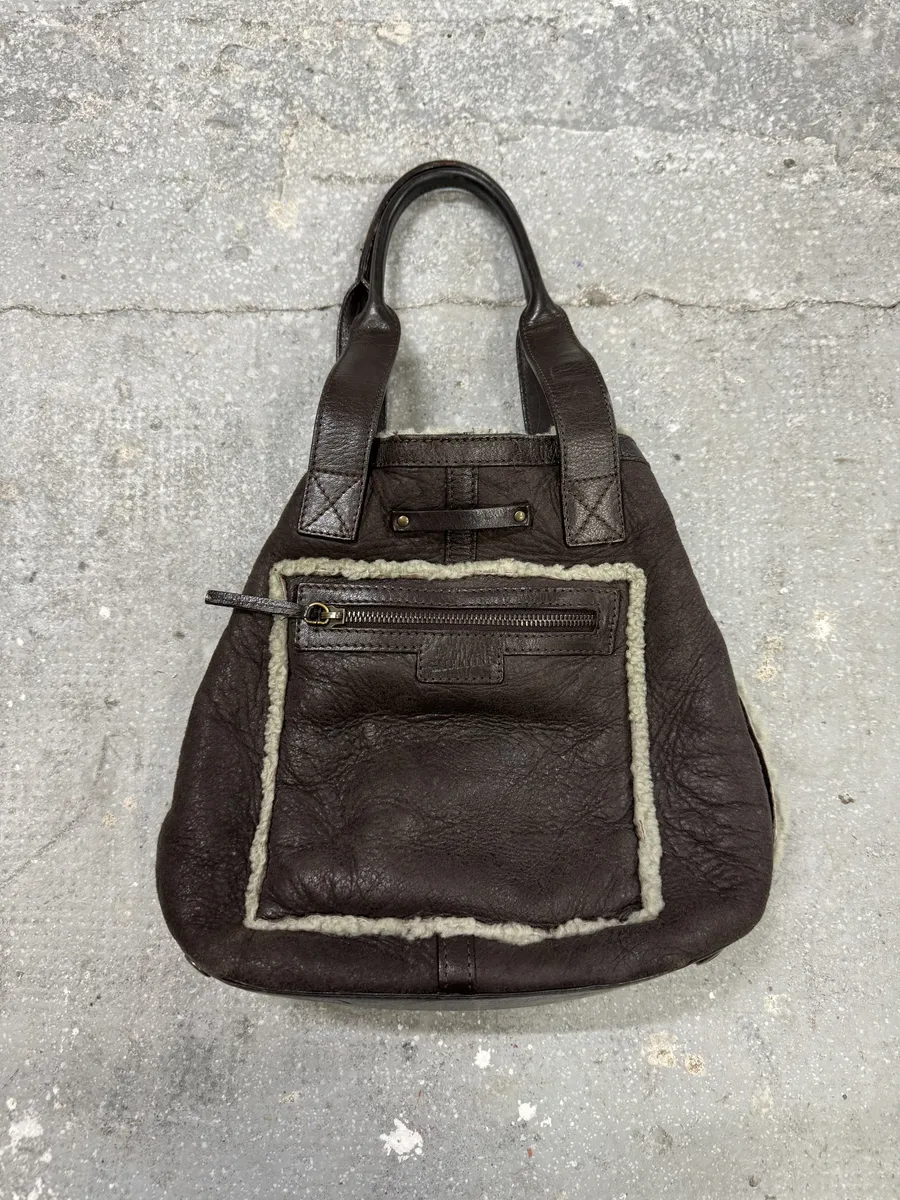 1990s Jean Paul Gaultier Brown Leather Shearling Bag - Image 2