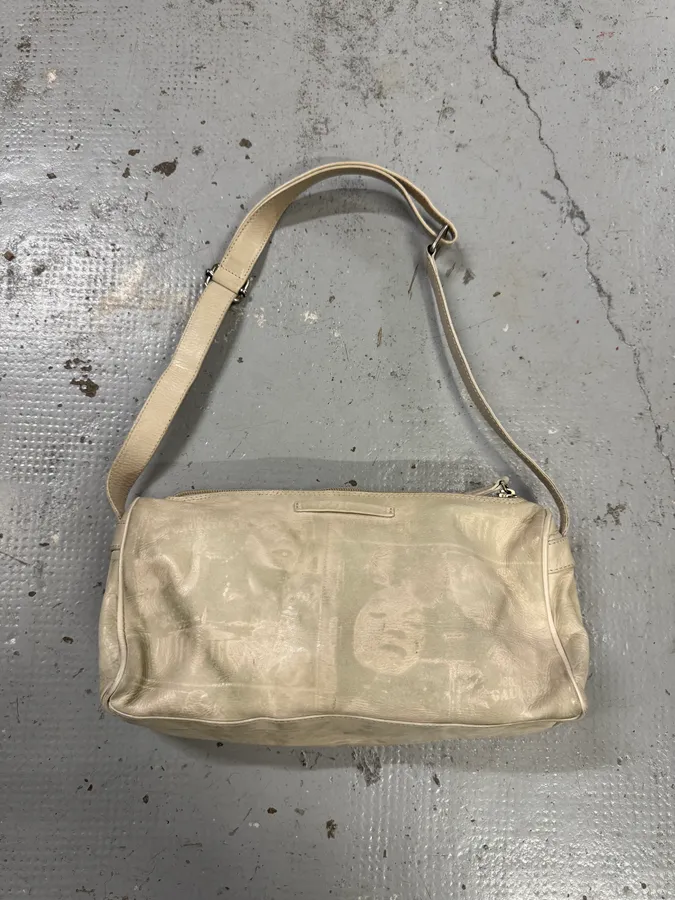 1990s Jean Paul Gaultier Dietrich Cream Leather Face Print Shoulder Bag - Image 6