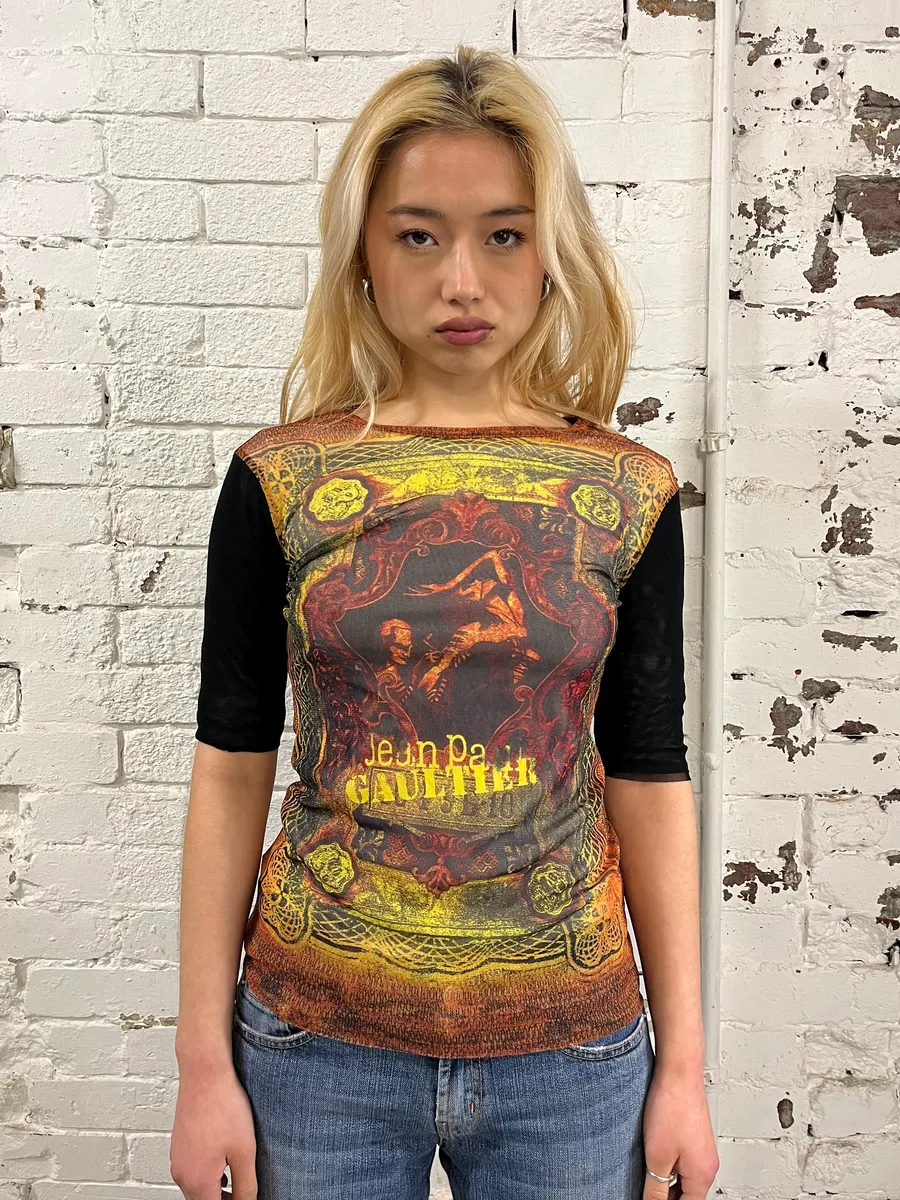 1990s Jean Paul Gaultier Dramatic Love Mesh Top - Image 2