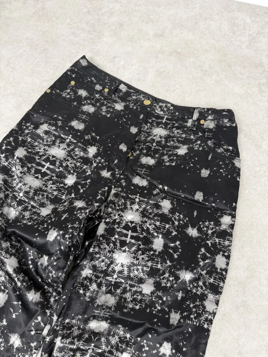 1990s Jean Paul Gaultier Satin Tie Dye Archive Black Pants - Image 10