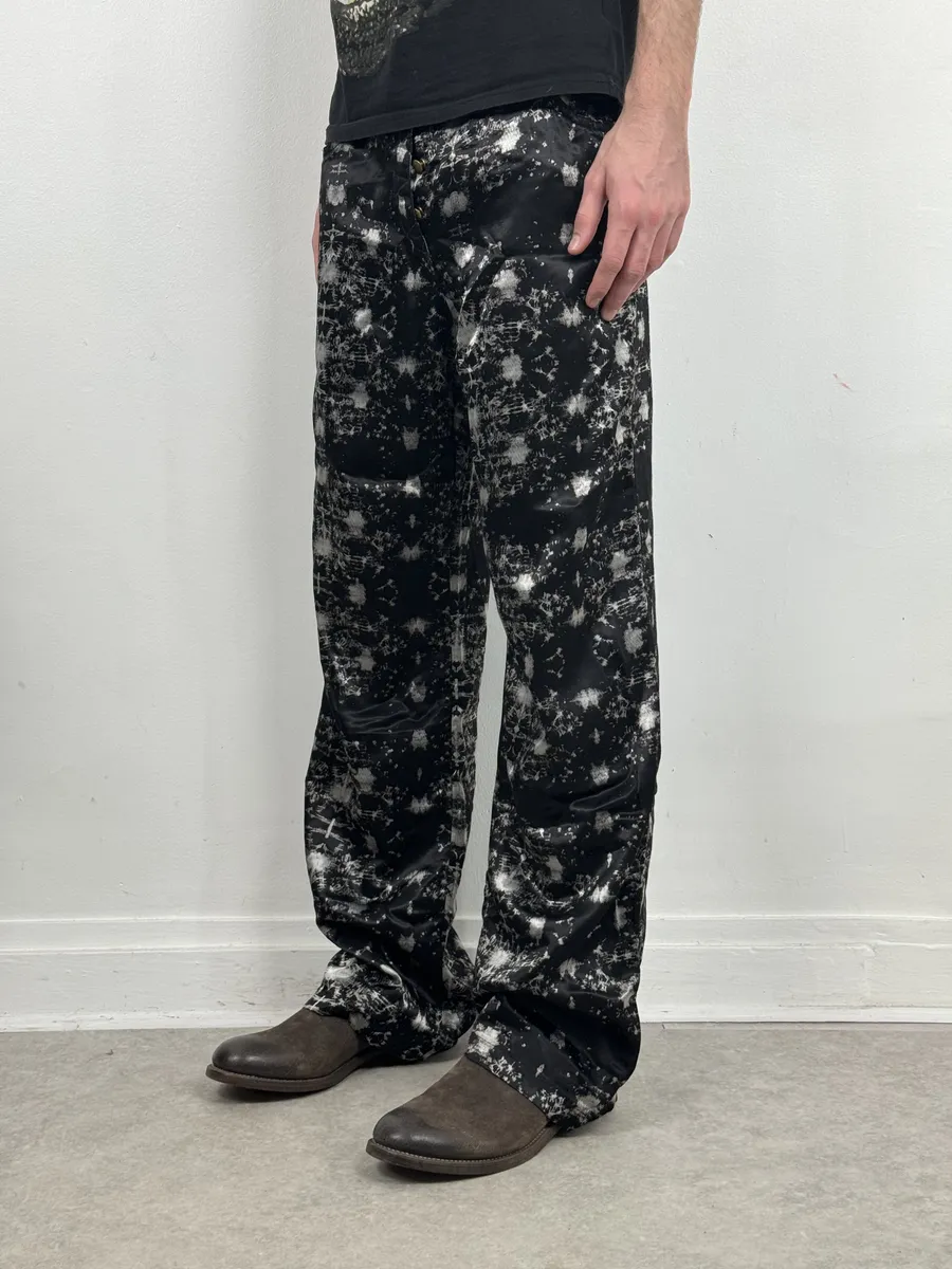 1990s Jean Paul Gaultier Satin Tie Dye Archive Black Pants - Image 5