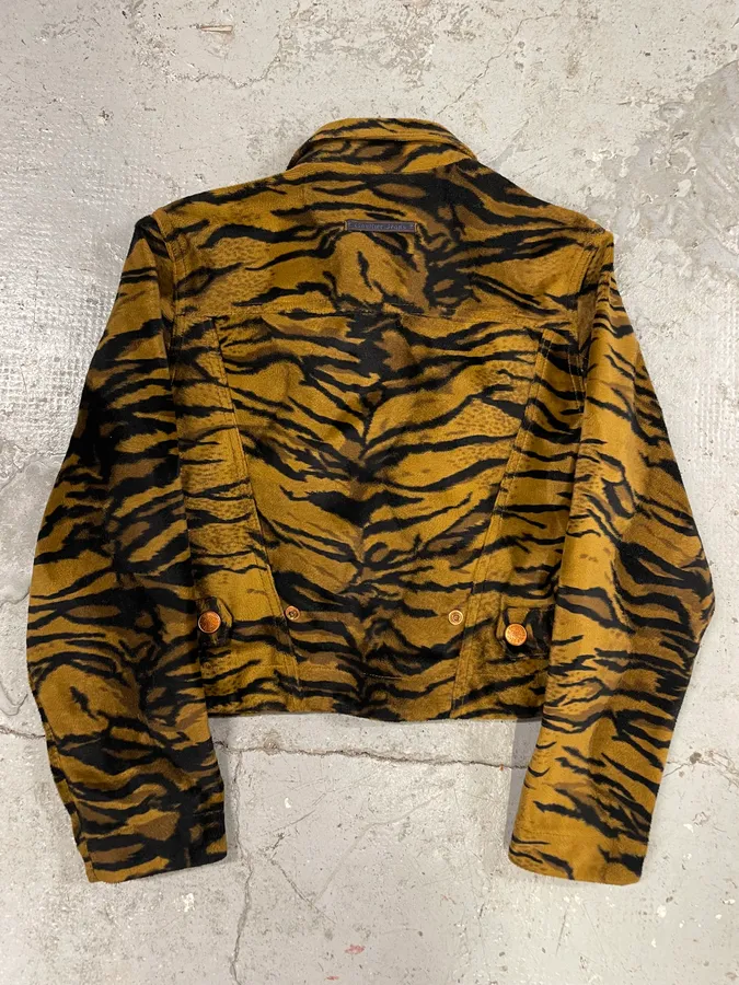 1990s Jean Paul Gaultier Savage Yellow Safari Zebra Jacket - Image 4