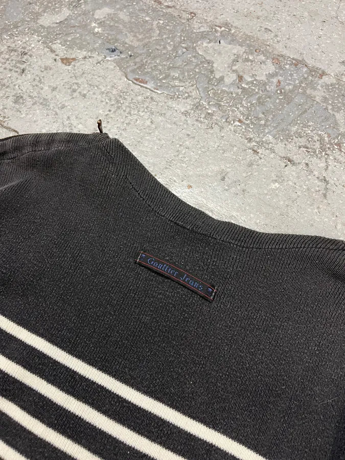 1990s Jean Paul Gaultier White & Navy Striped Marine Sweater - Image 7