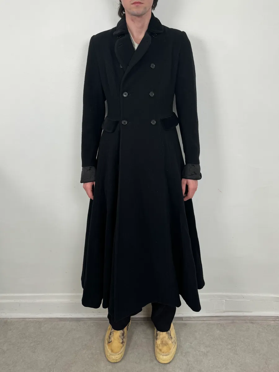 1990s Katherine Hamnett Black Wool Classy Long Coat