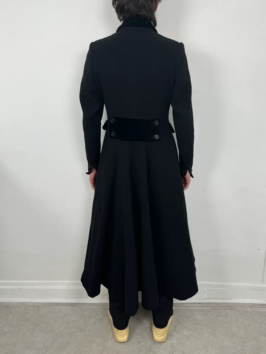 1990s Katherine Hamnett Black Wool Classy Long Coat - Image 2